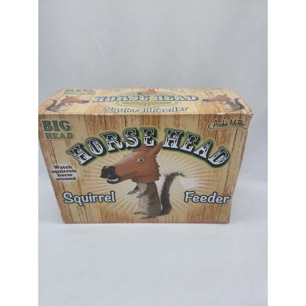 Big Head Horse Head Squirrel Feeder Plastic Brown Hanging